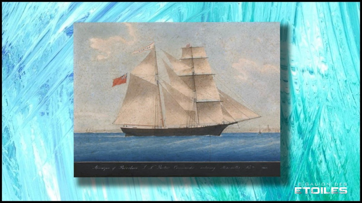 Peinture de 1861 de la Mary Celeste qui s'appelait alors Amazon par un artiste inconnu | Par Unconfirmed, possibly Honore Pellegrin (1800–c.1870). This speculative attribution is suggested in Paul Begg: Mary Celeste: The Greatest Mystery of the Sea. Longmans Education Ltd, Harlow (UK) 2007. Plate 2 — Scanned from Slate magazine, December 6 2011, Domaine public, https://commons.wikimedia.org/w/index.php?curid=562219 Peinture de 1861 de la Mary Celeste qui s'appelait alors Amazon par un artiste inconnu | Par Unconfirmed, possibly Honore Pellegrin (1800–c.1870). This speculative attribution is suggested in Paul Begg: Mary Celeste: The Greatest Mystery of the Sea. Longmans Education Ltd, Harlow (UK) 2007. Plate 2 — Scanned from Slate magazine, December 6 2011, Domaine public, https://commons.wikimedia.org/w/index.php?curid=562219