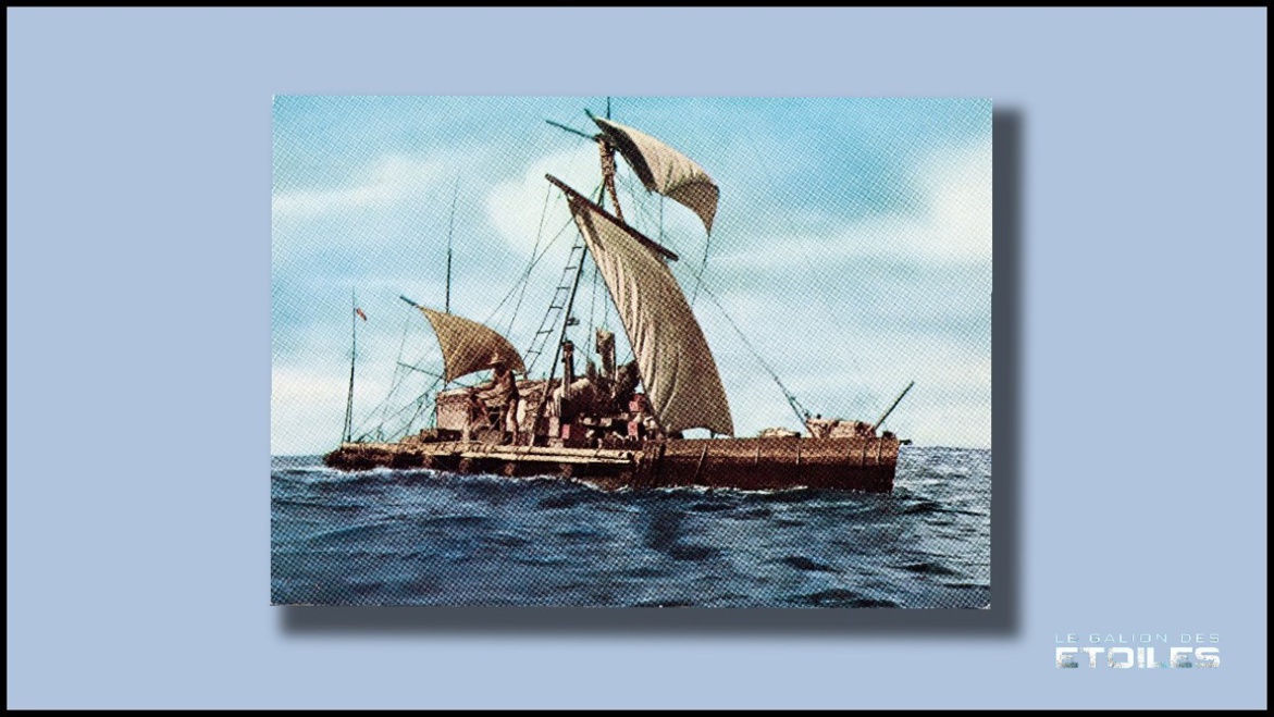 Le radeau Kon-Tiki | Par Nasjonalbiblioteket from Norway — Expedition Kon-Tiki 1947. Across the Pacific.Uploaded by palnatoke, CC BY 2.0, https://commons.wikimedia.org/w/index.php?curid=26765008