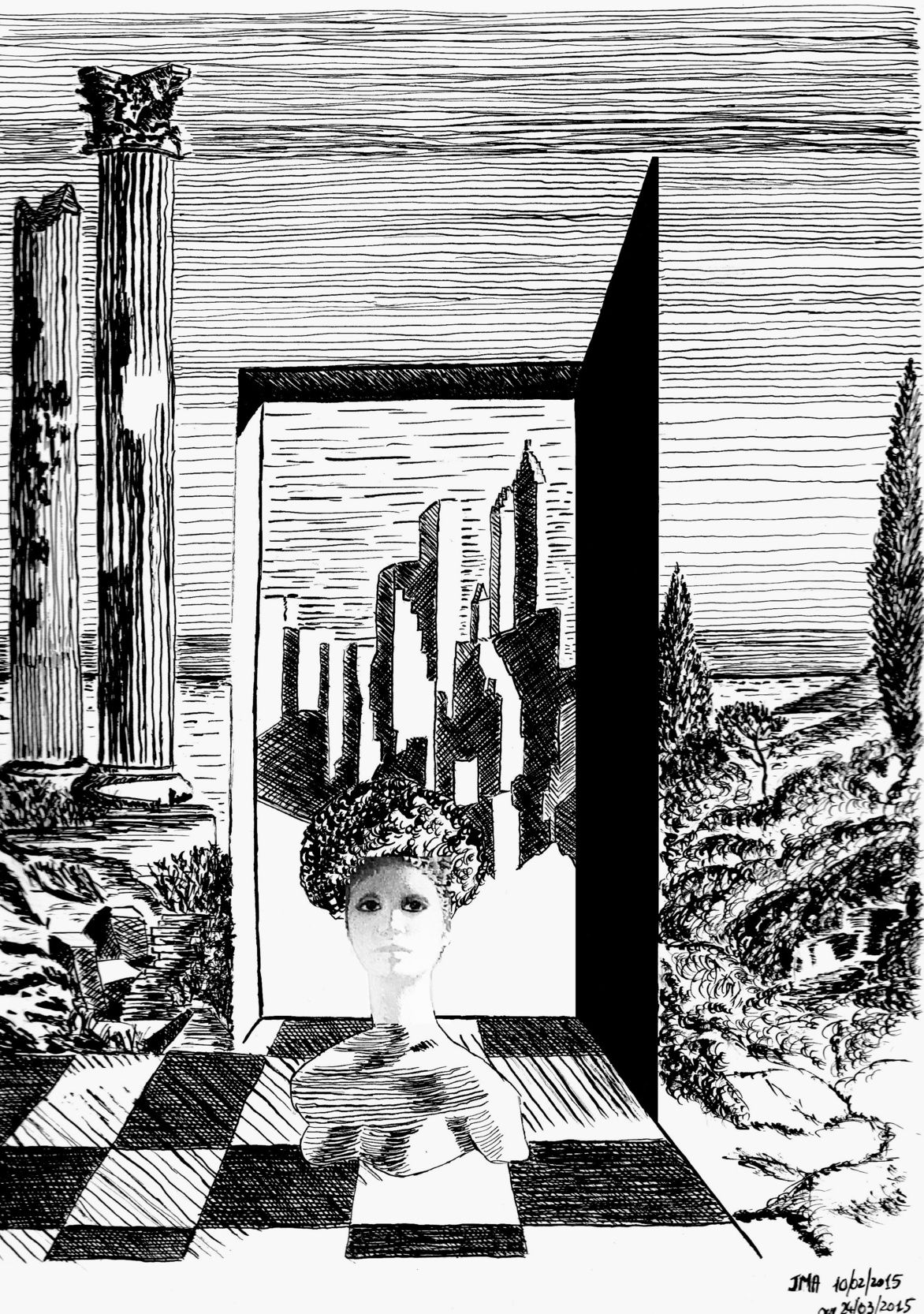 Porte sur une Ville, Vision | Dessin | Jean-Michel Archaimbault | 2016