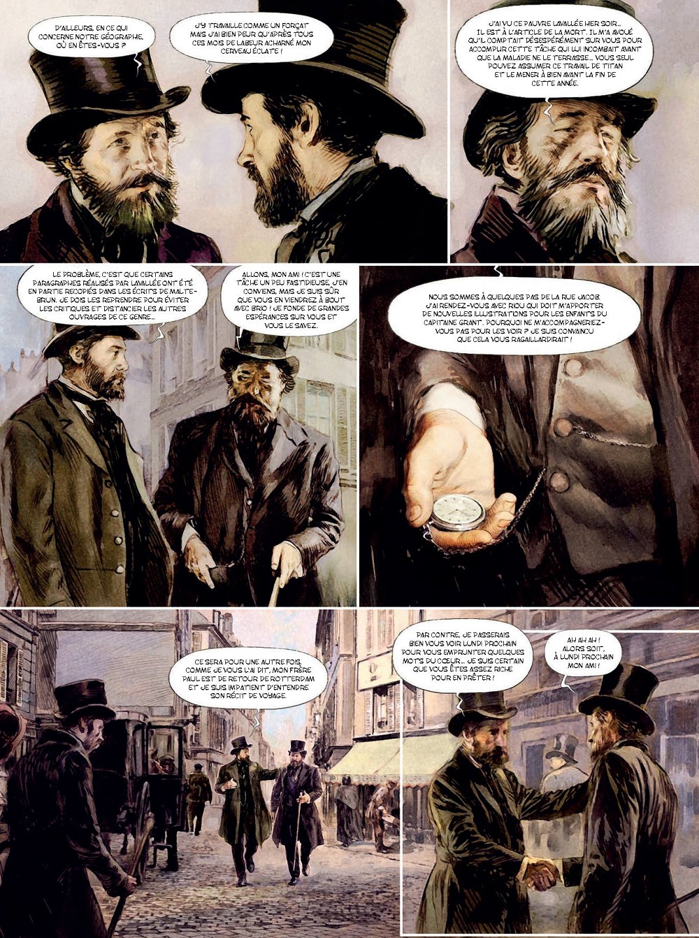 Jules Verne et l'Astrolabe d'Uranie, planche tome 1 @ 2016 Ankama Éditions | Jules Verne et son éditeur Hetzel à Paris