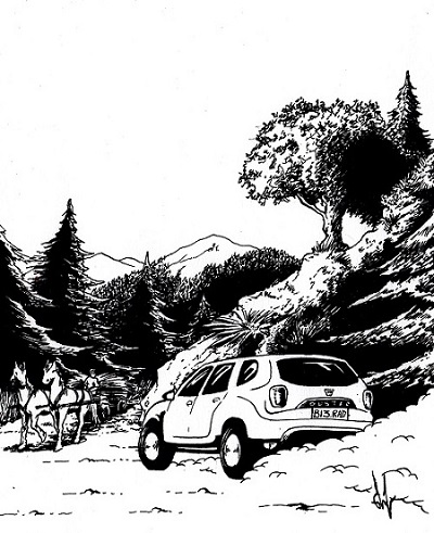 Enquête dans les Carpates, illustration intérieure | Dessin @ Philippe Lemaire, avec son aimable autorisation Enquête dans les Carpates, illustration intérieure | Dessin @ Philippe Lemaire, avec son aimable autorisation