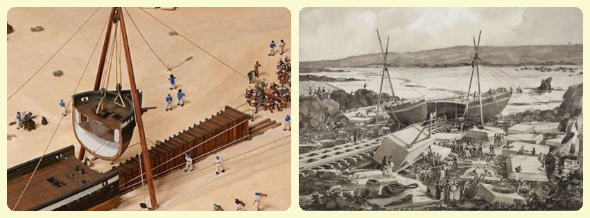 A gauche : la proue du Louxor découpée pour laisser entrer l'obélisque | A droite : Le chargement du Louxor | Illustrations : Bateaux.com, magazine de la plaisance (merci !) https://www.bateaux.com | Montage @ Le Galion des Etoiles A gauche : la proue du Louxor découpée pour laisser entrer l'obélisque | A droite : Le chargement du Louxor | Illustrations : Bateaux.com, magazine de la plaisance (merci !) https://www.bateaux.com | Montage @ Le Galion des Etoiles