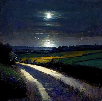 Chalk Lane, Moonlight | Peinture © 2016 Jane Madgwick