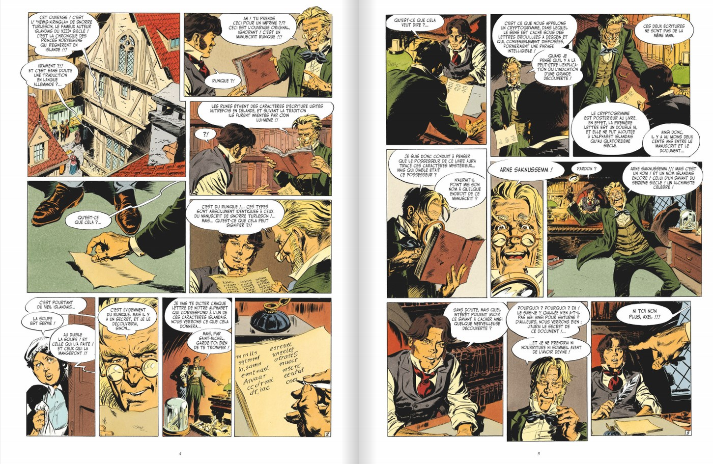 Voyage au centre de la Terre, pages 4 et 5 © 2021 Editions Glénat © Curd Ridel, Frédéric Garcia