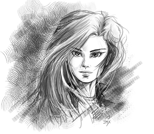 Riyel, personnage principal de la trilogie Évolution | Illustration @ 2023 Jean-Mathias Xavier