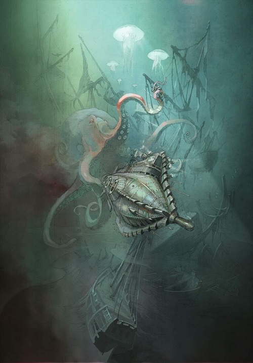 Nautilus | Illustration @ Wojciech Ostrycharz | Source : https://wojciechostrycharz.artstation.com/