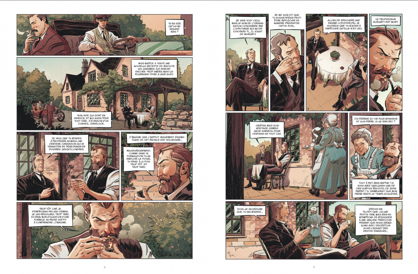Sherlock Holmes contre Arsène Lupin, T1 La Quête d'Éternité, pages 5&6 © 2025 Editions Le Lombard © Vidal, Filippi Sherlock Holmes contre Arsène Lupin, T1 La Quête d'Éternité, pages 5&6 © 2025 Editions Le Lombard © Vidal, Filippi