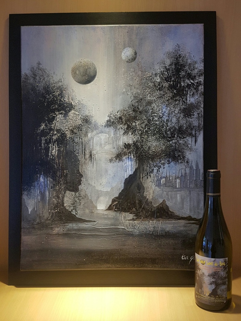© Peinture « Fleuve Noir » (2019) + photo réalisées par Isabelle Groussol, http://isabelle.groussol.free.fr/