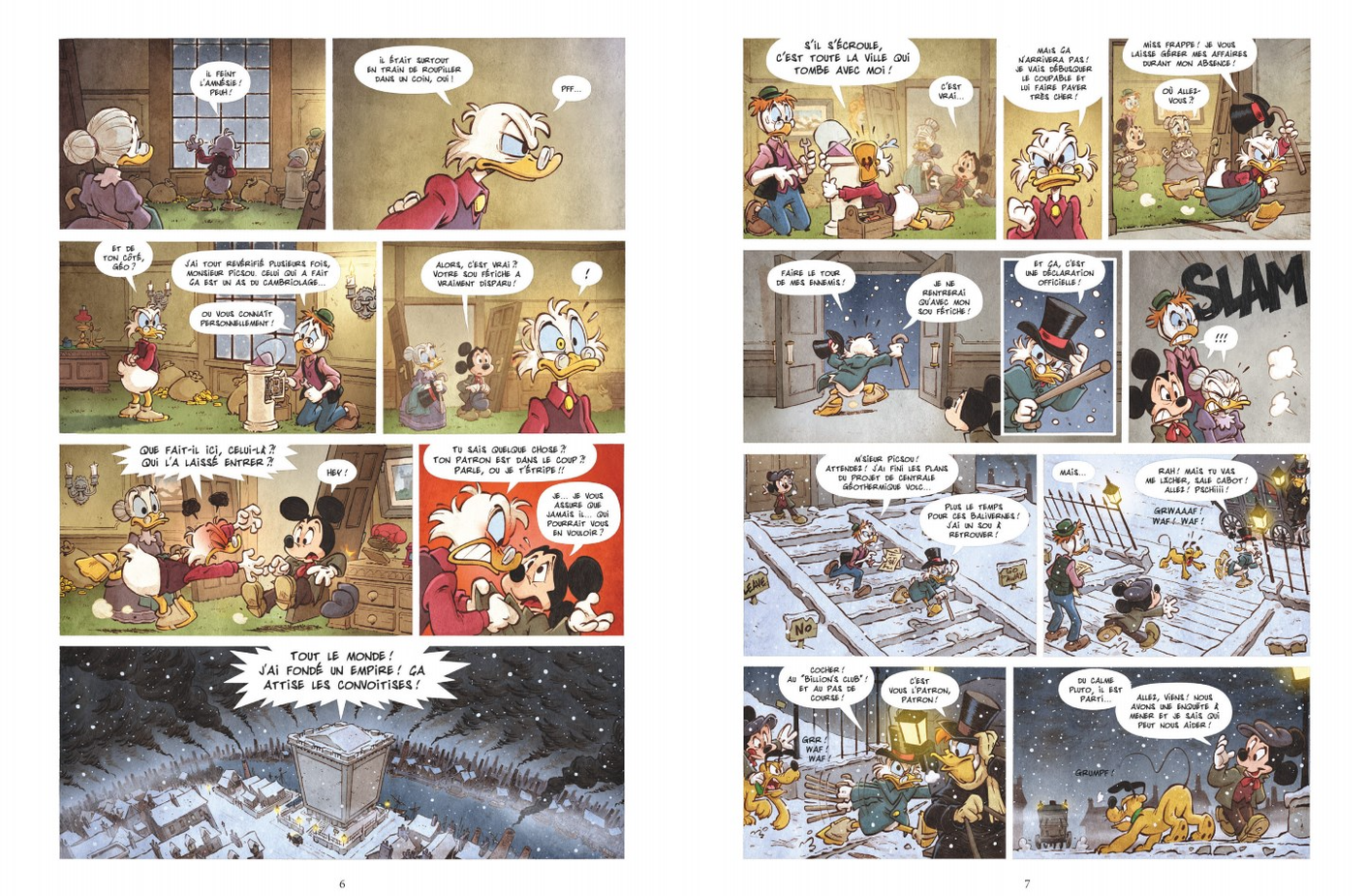 Mickey et le roi des pirates, extrait p. 6 et 7 | © 2026 Editions Glénat © Chamberlain, Dav