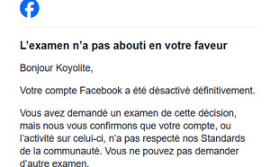 ⚡Mon compte Facebook "Koyolite Tseila : Le Galion des Etoiles" a été définitivement désactivé